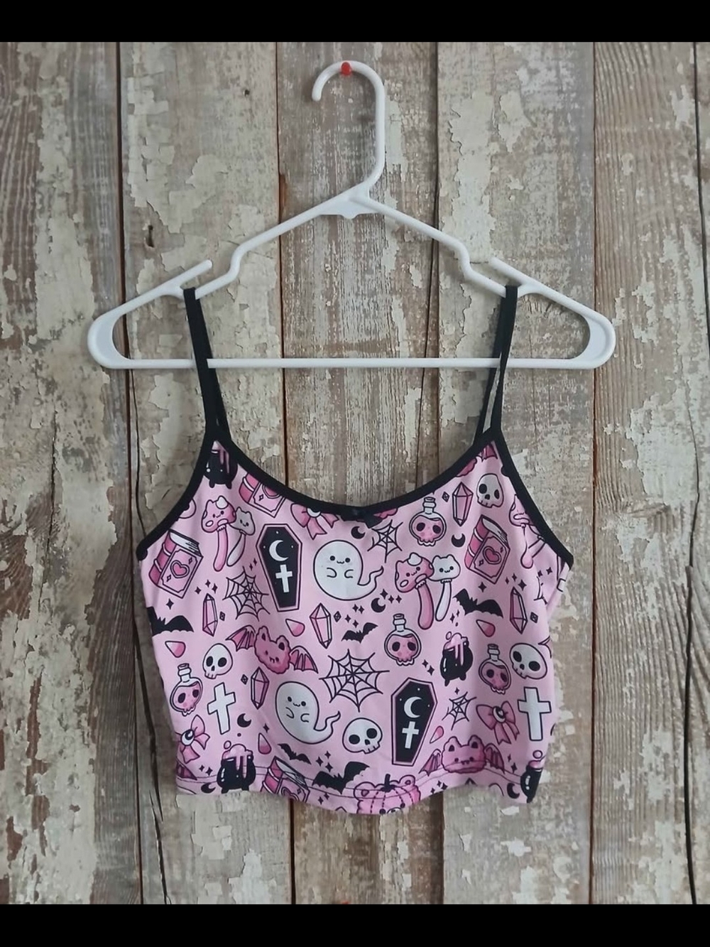 Pink Gothic Cute Crop Tank Top